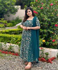 Embroidered teal green anarkali