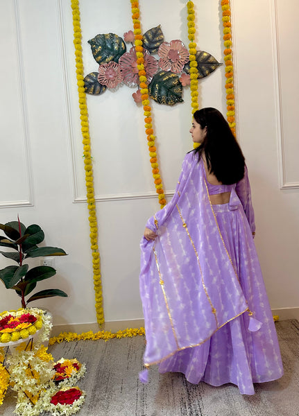 Shibori lilac lehnga set