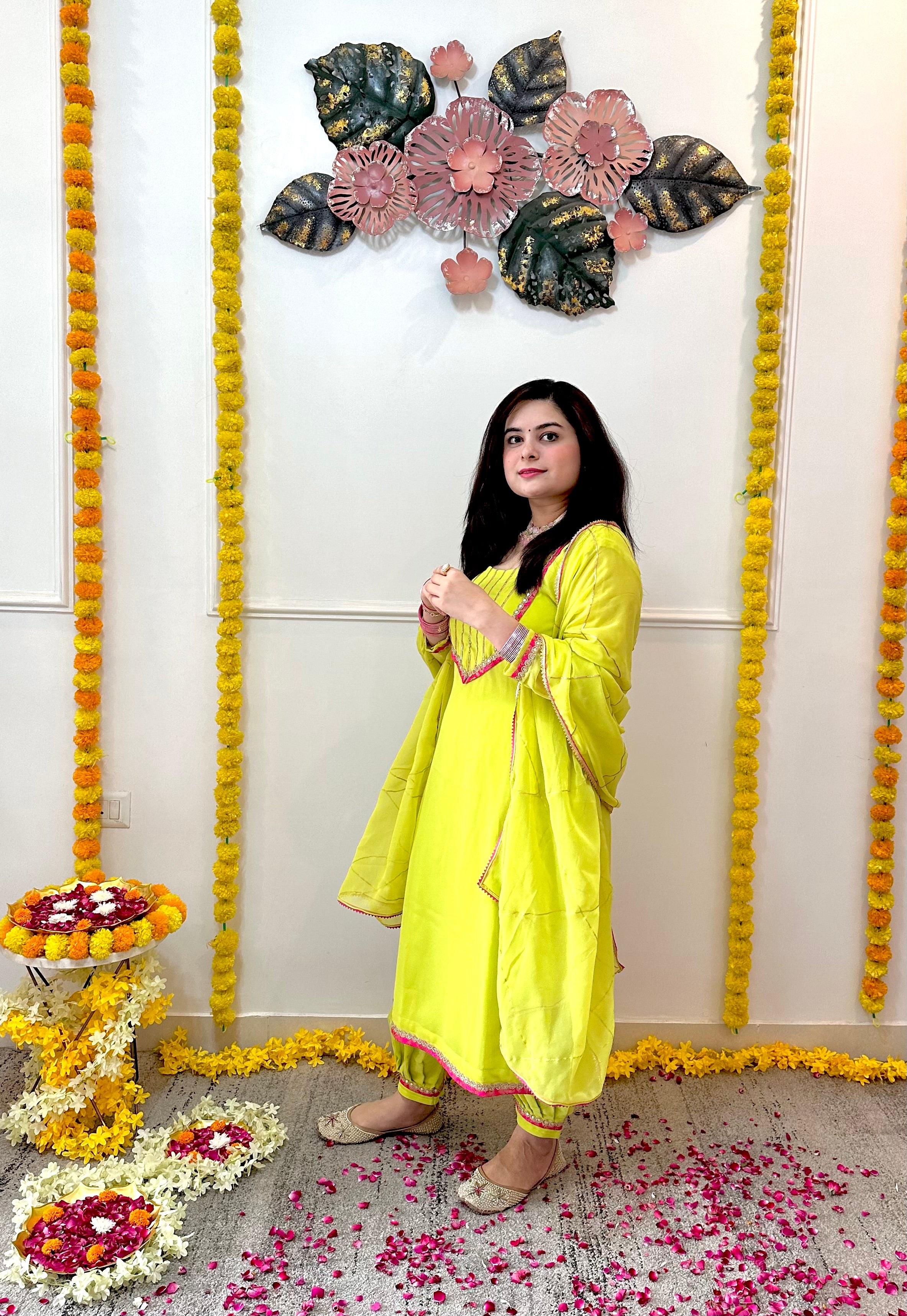 Parrot green festive suit set - kasumi.in