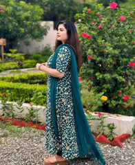 Embroidered teal green anarkali