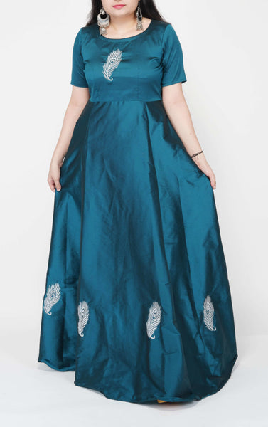 Embroidered Teal Blue gown