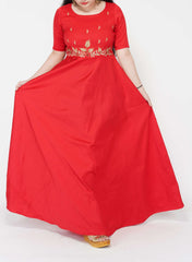 Zari Embroidered Red Silk Gown
