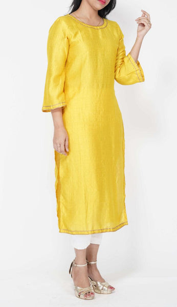 Yellow Silk Kurti