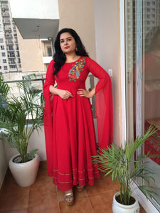 Red Georgette Gown