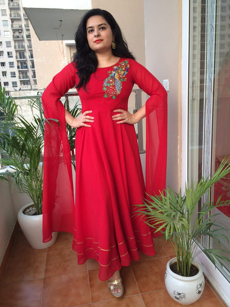 Red Georgette Gown