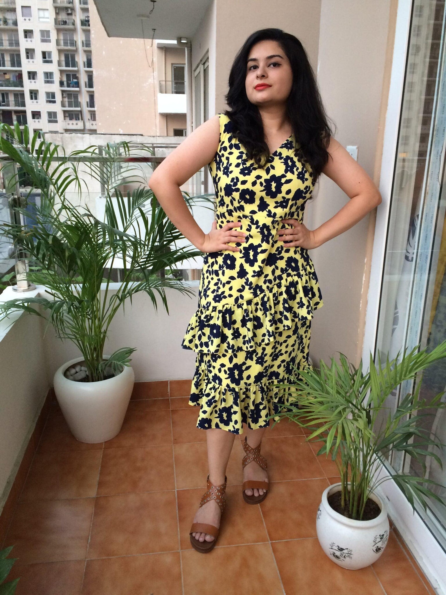 Yellow Printed Midi