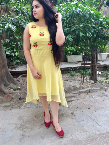 Yellow georgette high low dress