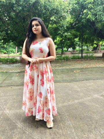  Floral Georgette Gown