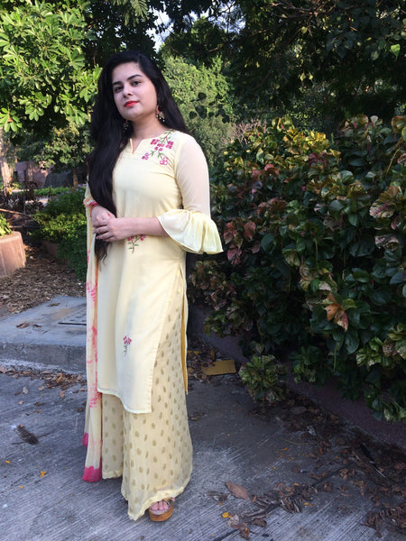 Yellow Embroidered Suit Set