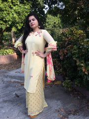 Yellow Embroidered Suit Set - kasumi.in