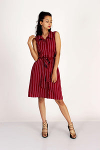 Striped Maroon Shirt Dress