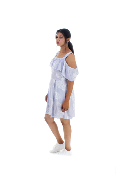 Cotton Cold Shoulder Short Dress
