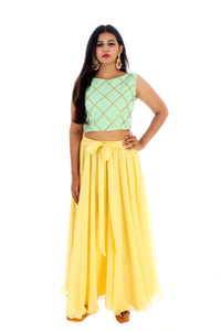 Yellow Skirt With Green Top