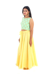 Yellow Skirt With Green Top