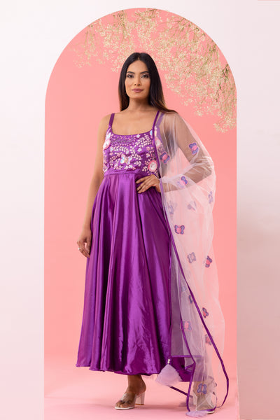 Purple anarkali set