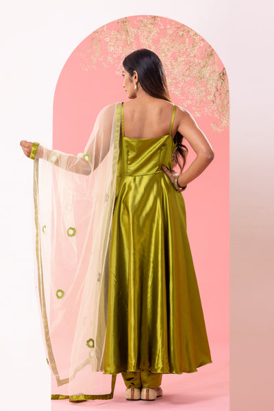 Green anarkali set