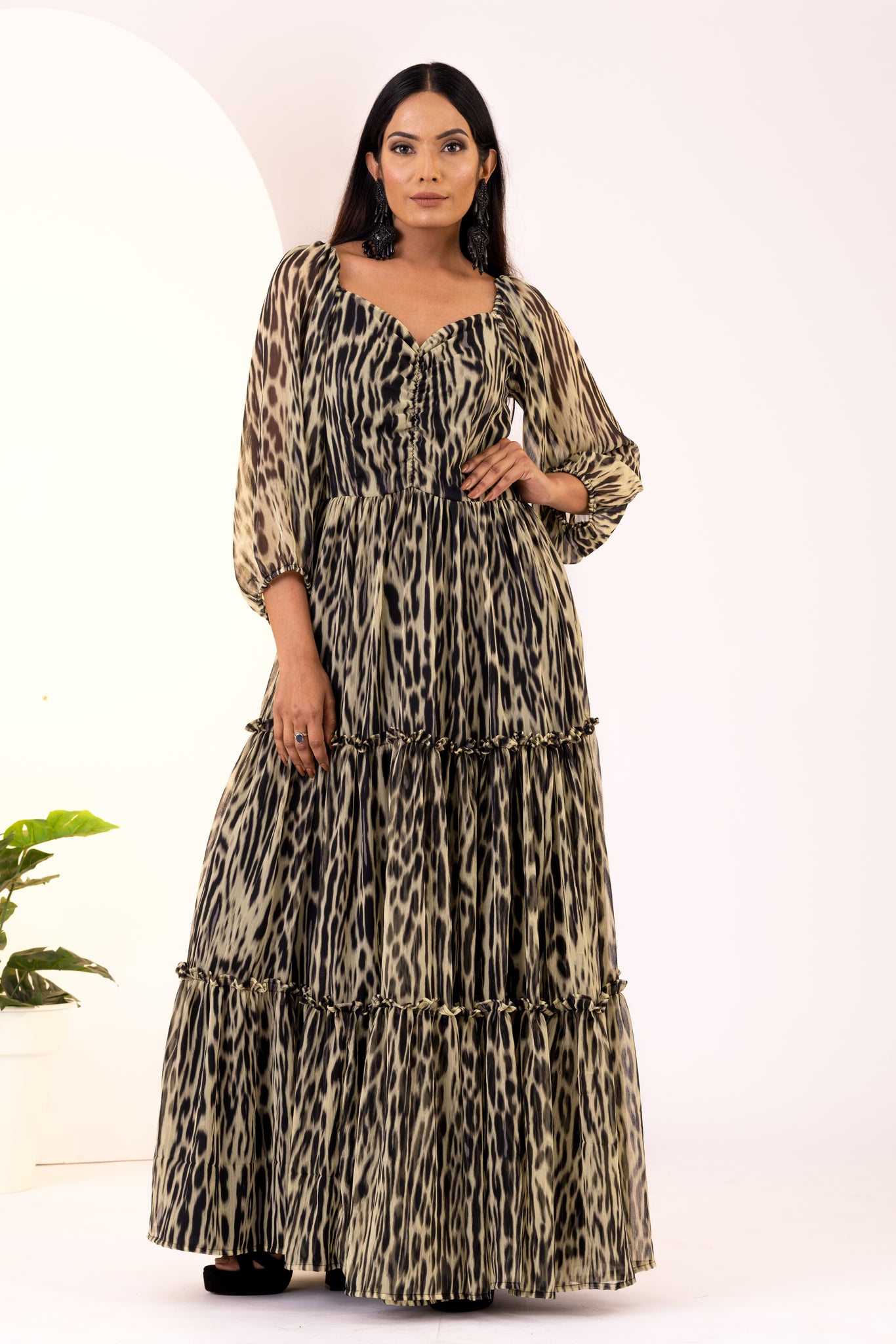 Olive Printed Maxi Dress
