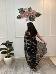 Black foil print saree - kasumi.in