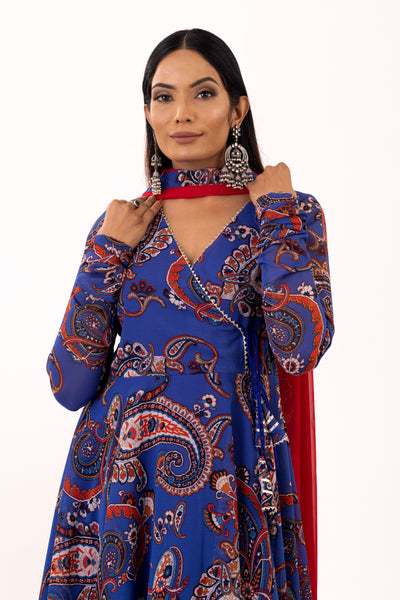 Blue angrakha set