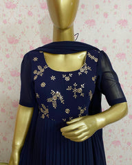 Blue embroidered dress - kasumi.in