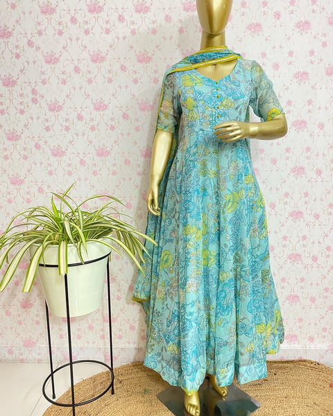 Printed chiffon anarkali