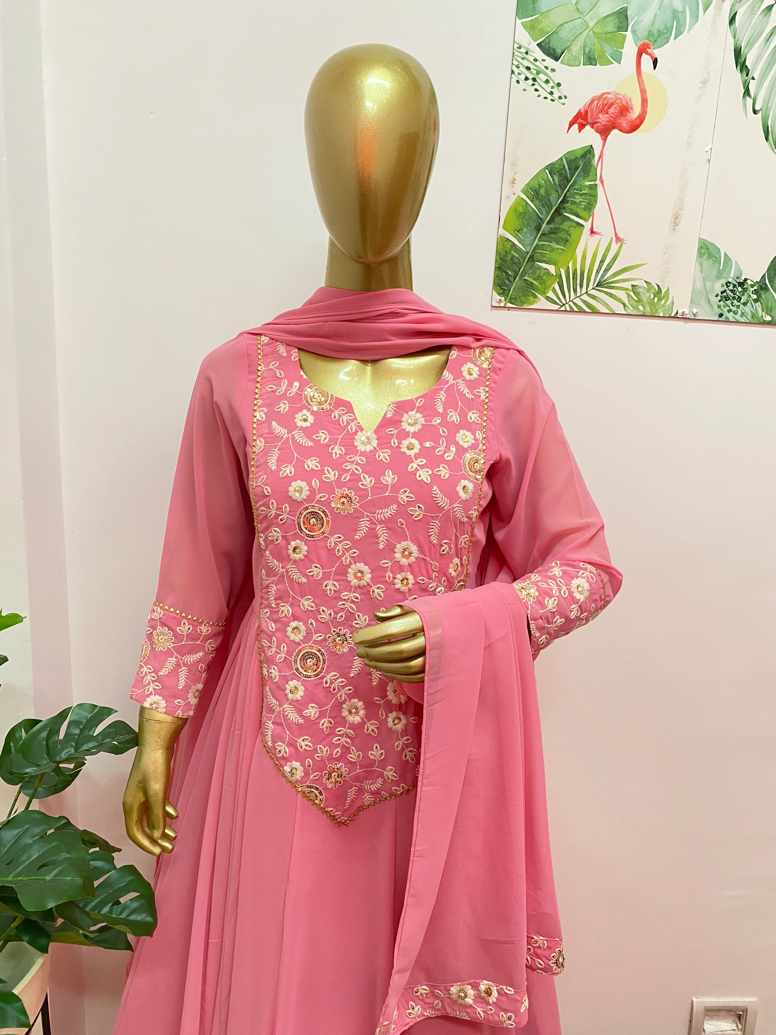 Pink embroidered anarkali - kasumi.in