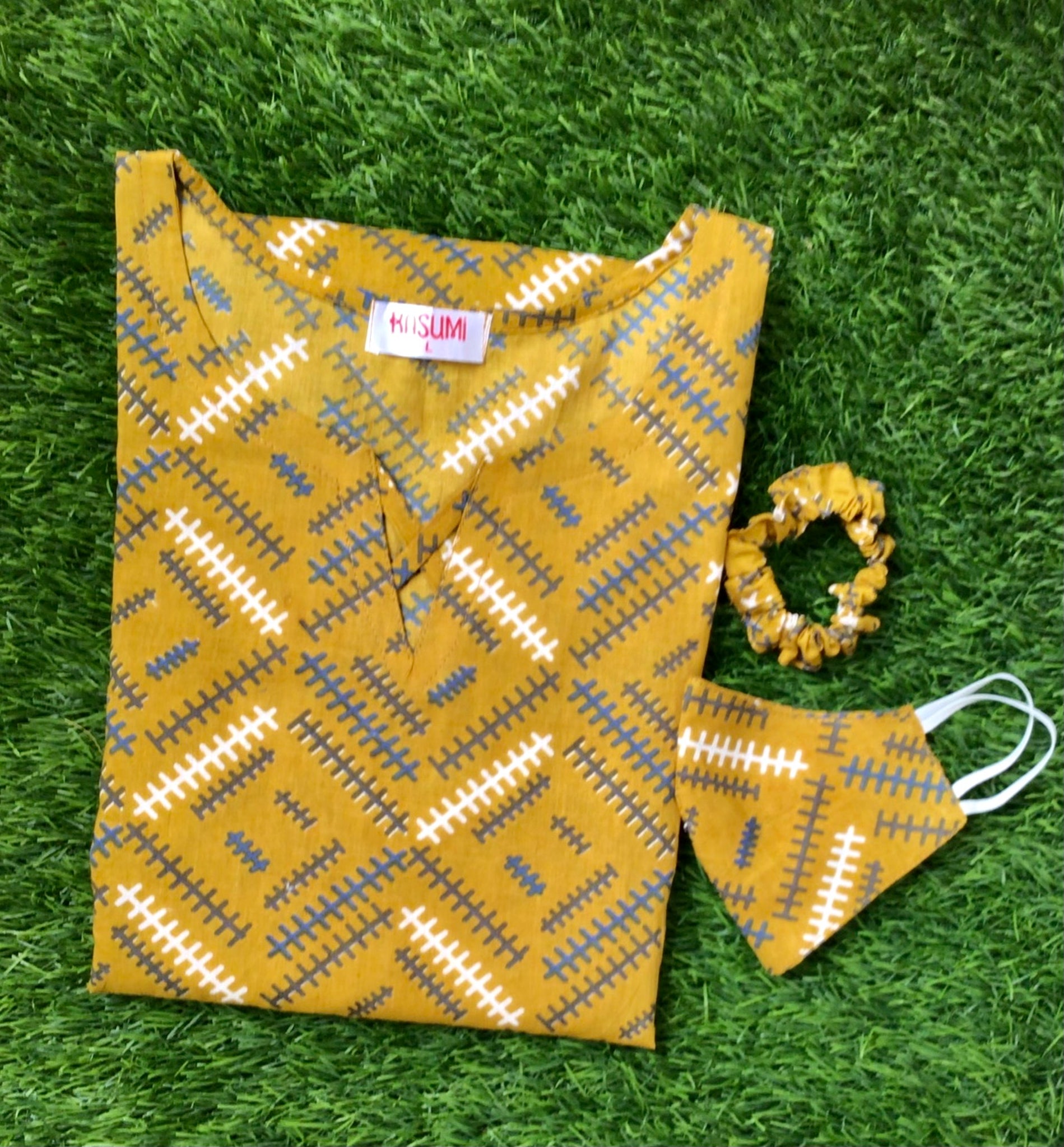 Mustard cotton kurti