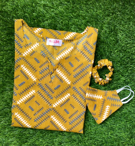 Mustard cotton kurti