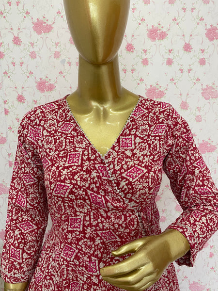 Apple red cotton anarkali
