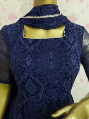 Blue printed chiffon dress - kasumi.in