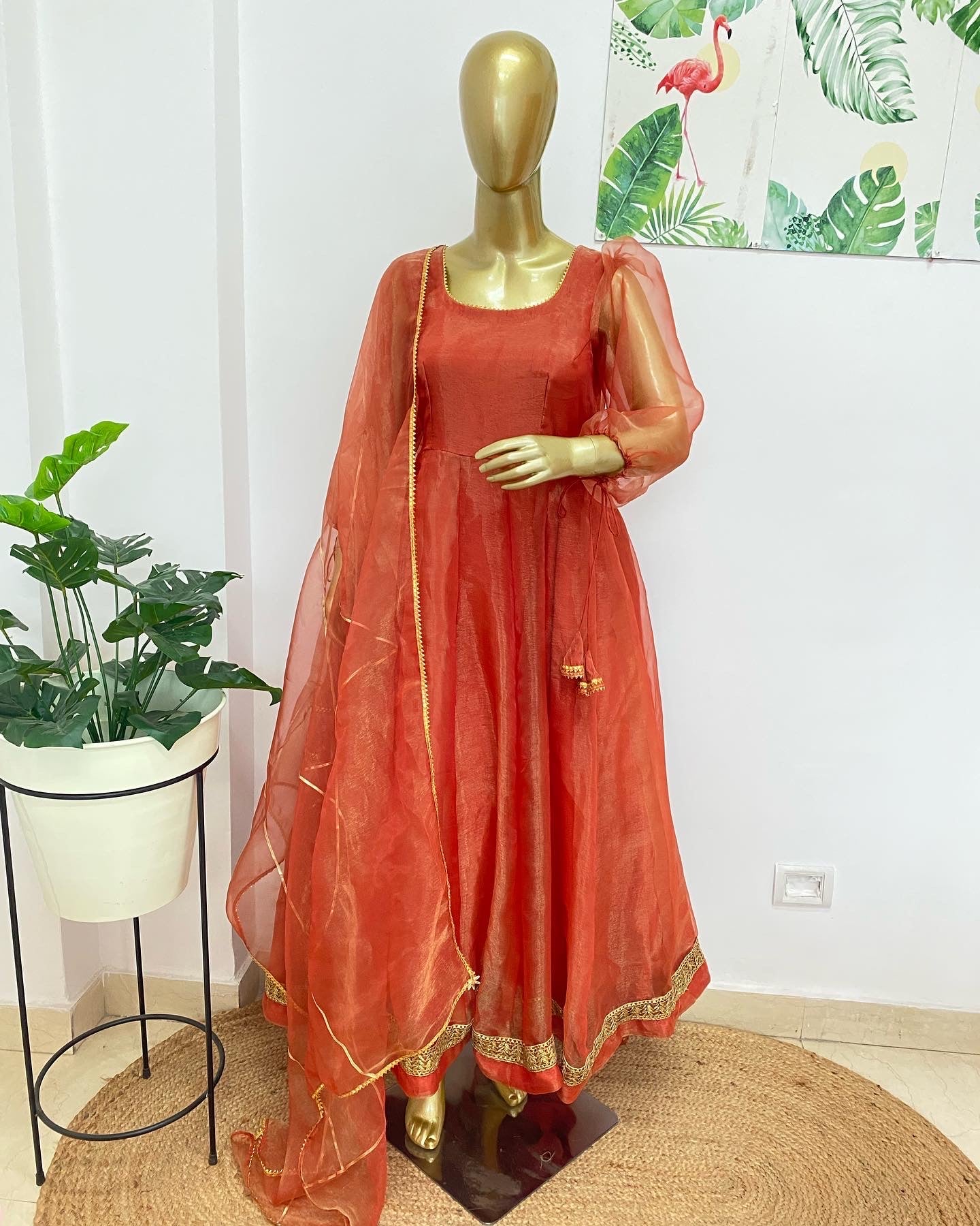 Rust tissue anarkali