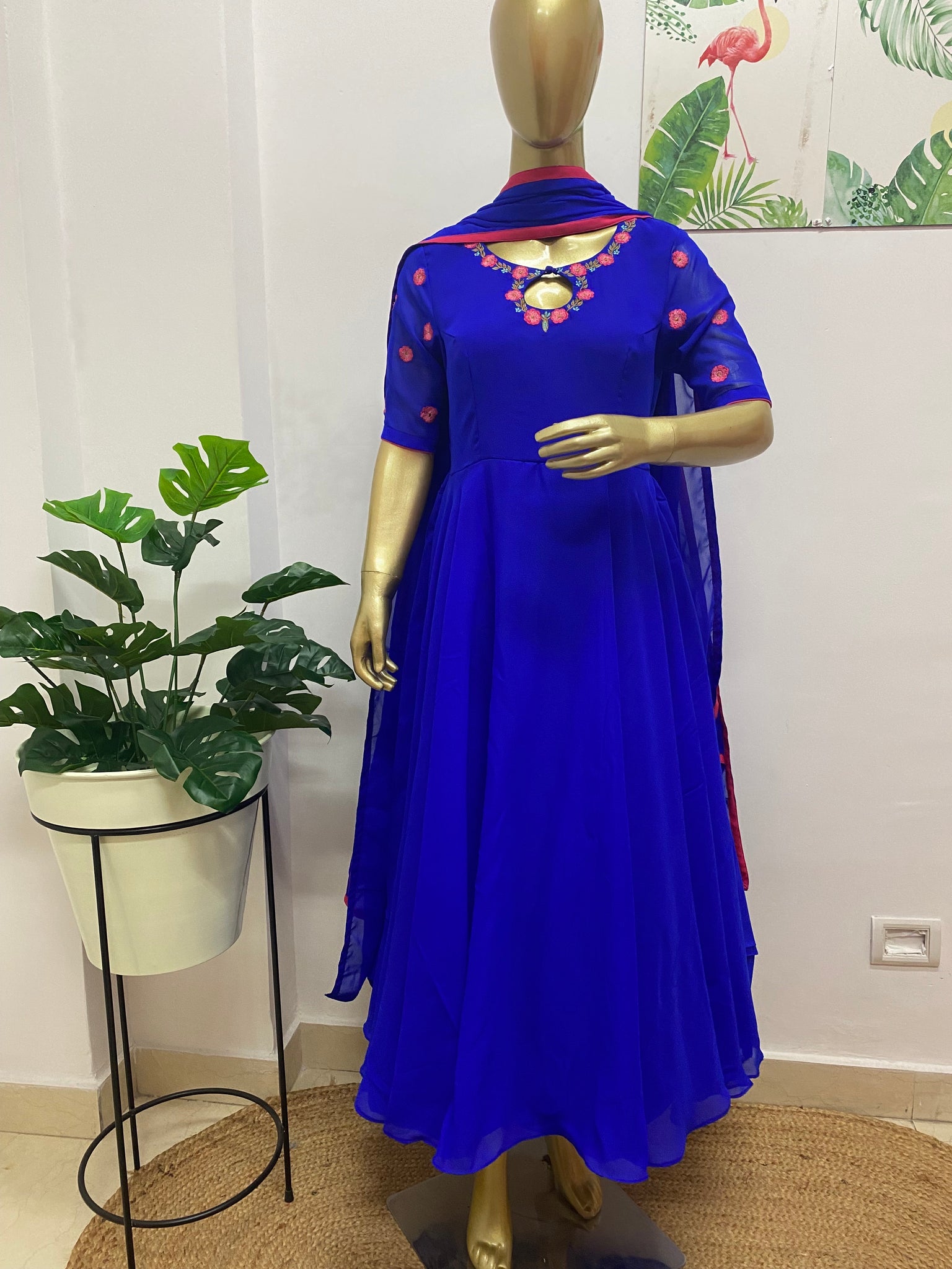 Royal blue embroidered dress