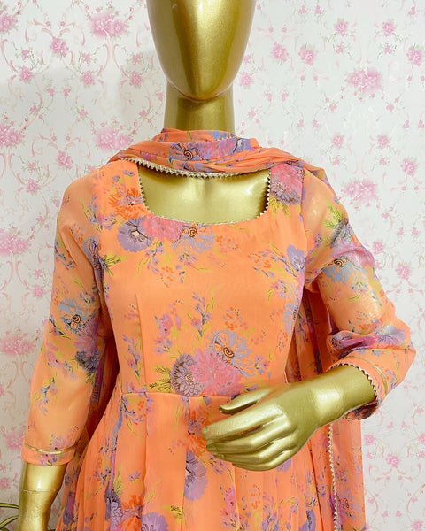 Peach chiffon suit set