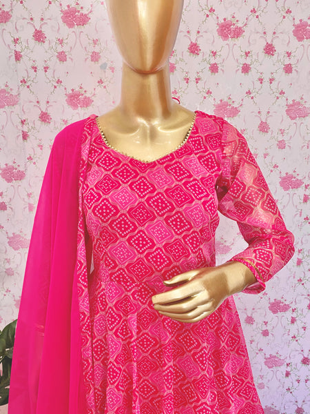 Pink bandhini anarkali