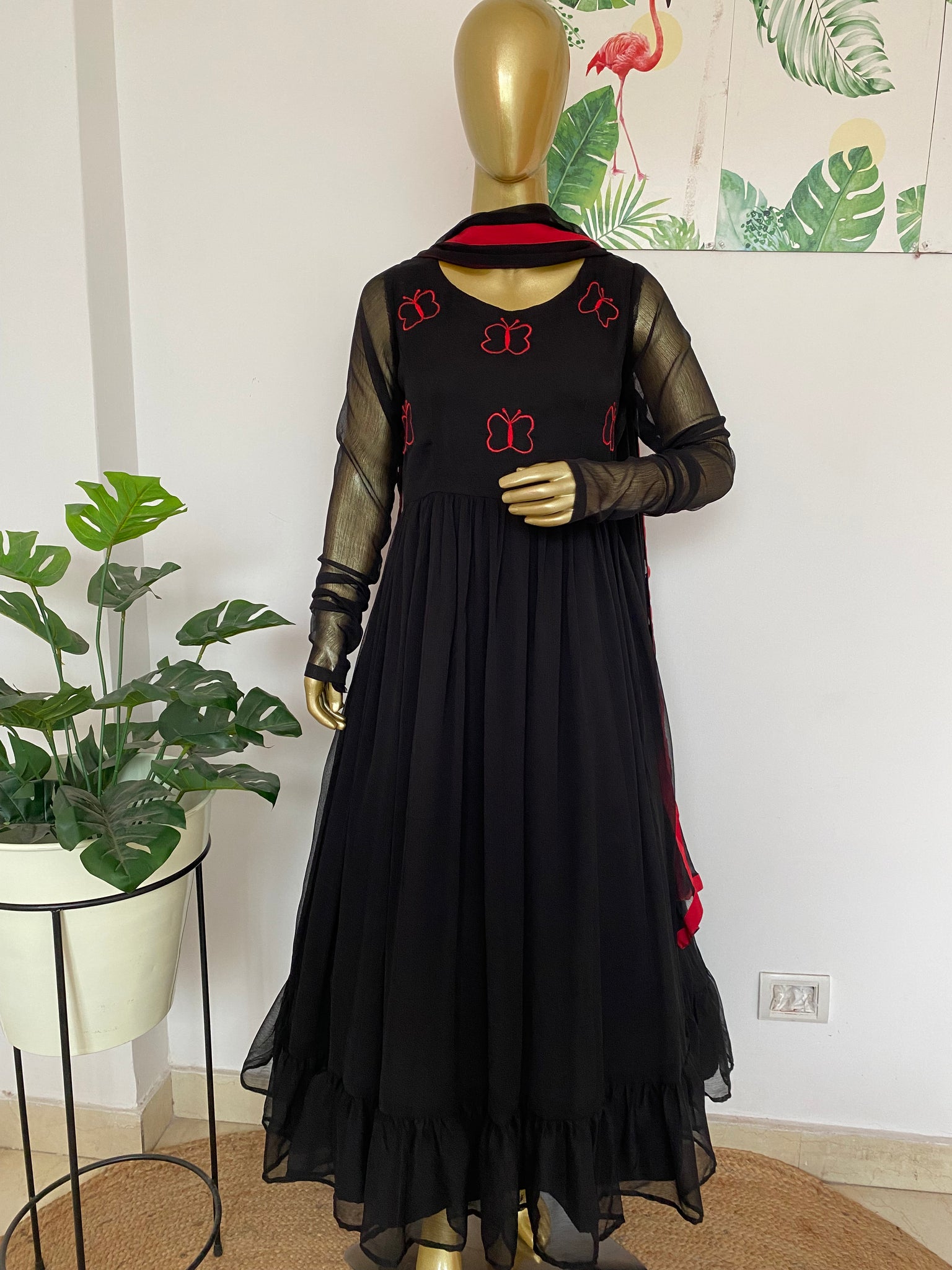 Black chiffon midi