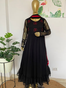 Black chiffon midi