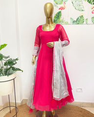 Pink georgette dress - kasumi.in