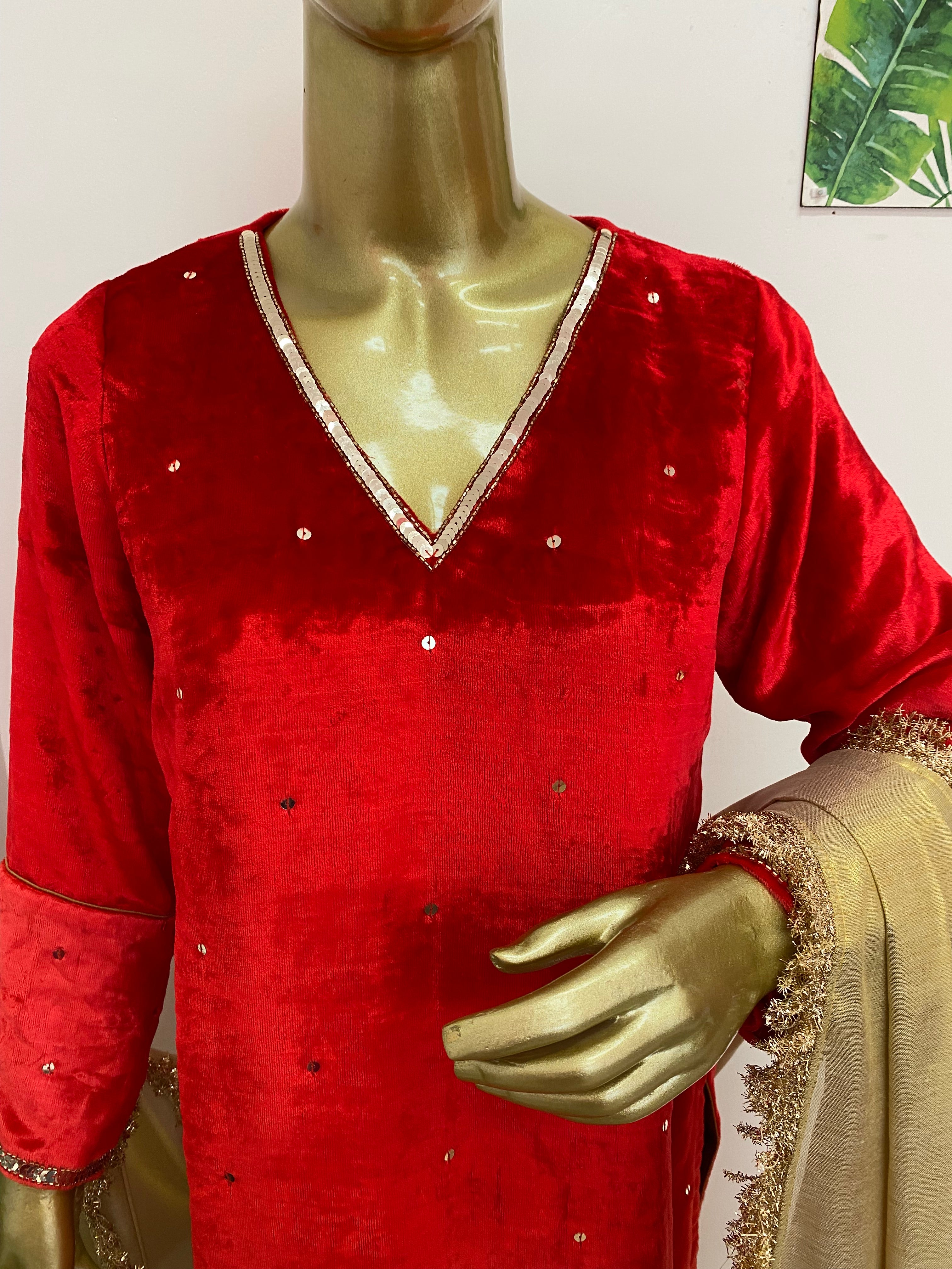 Red velvet kurti - kasumi.in