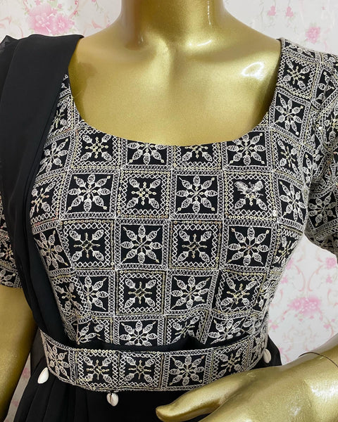 Black chikankari anarkali