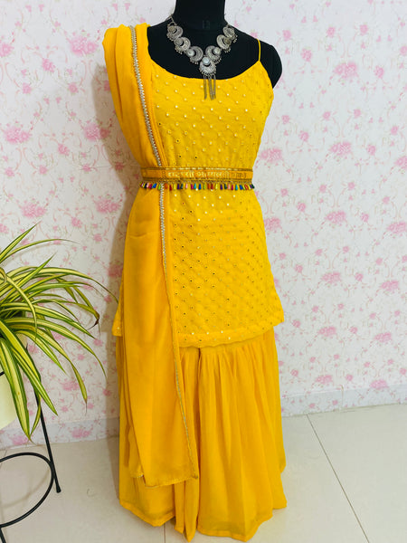 Yellow georgette suit set