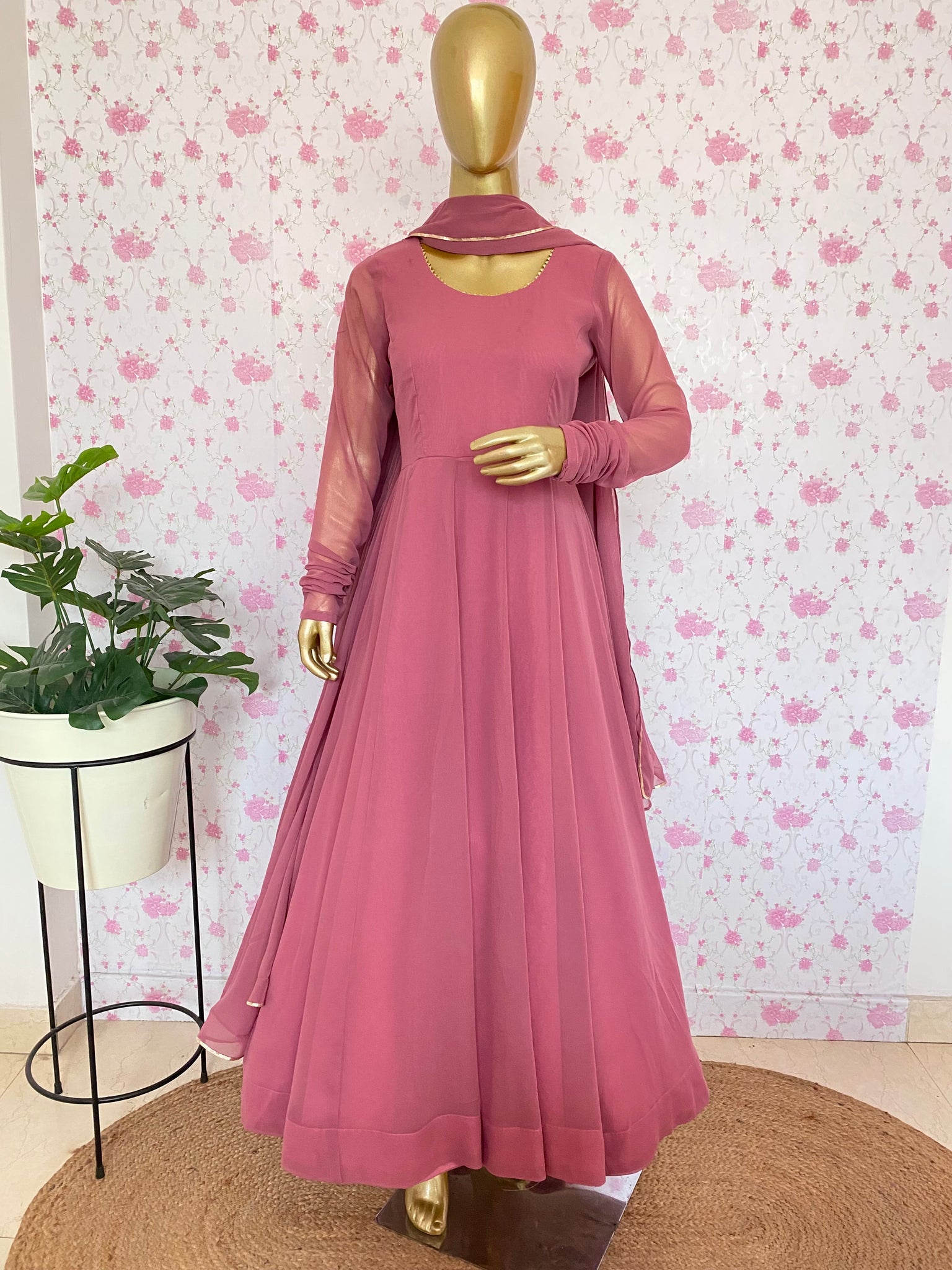 Mauve solid anarkali