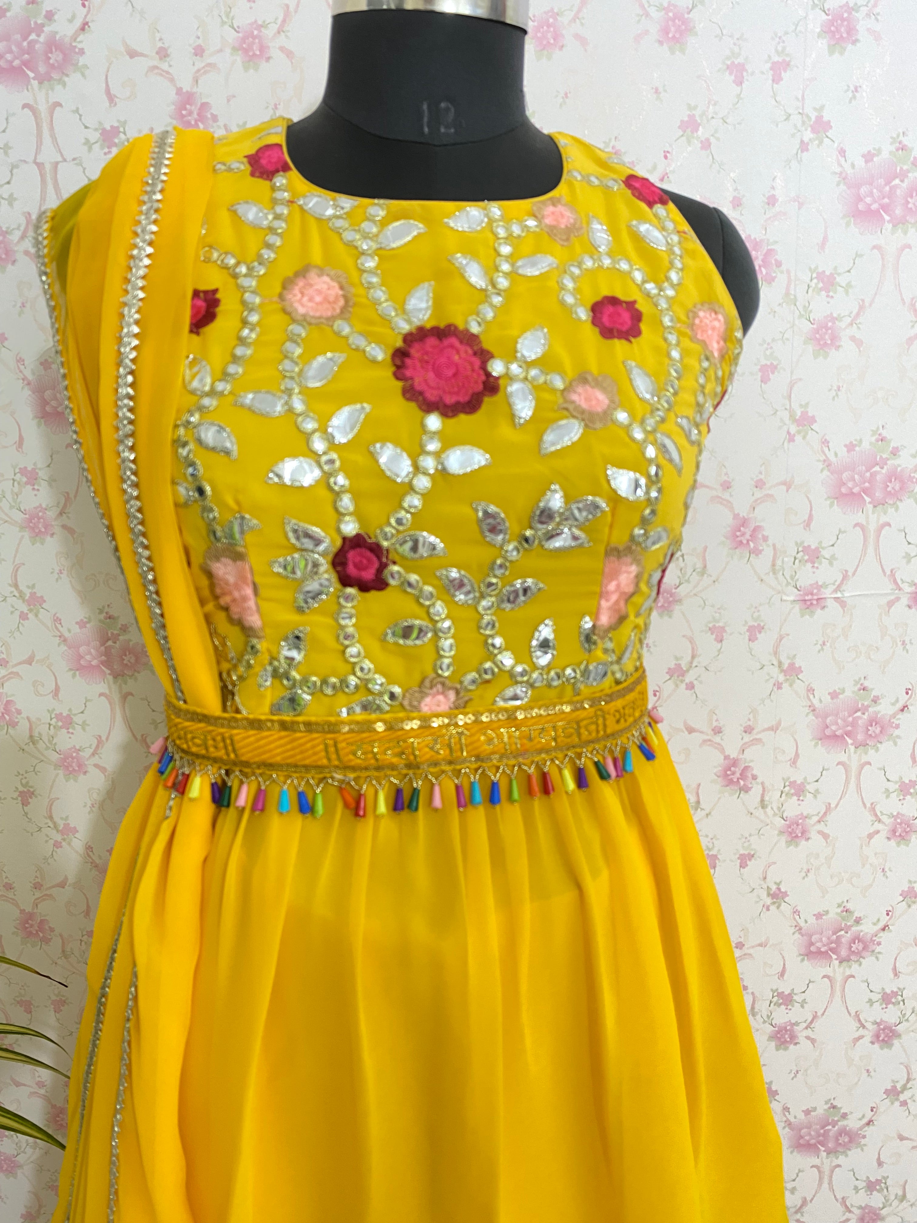 Yellow georgette dress - kasumi.in