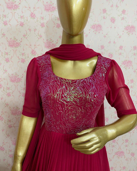 Burgundy embroidered dress