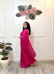 Rani pink chinon saree - kasumi.in