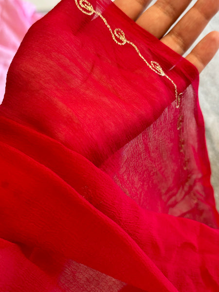Rani pink chiffon saree