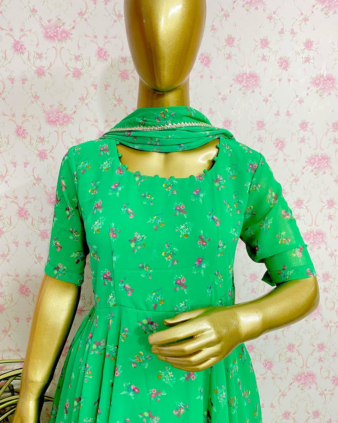 Green georgette dress - kasumi.in