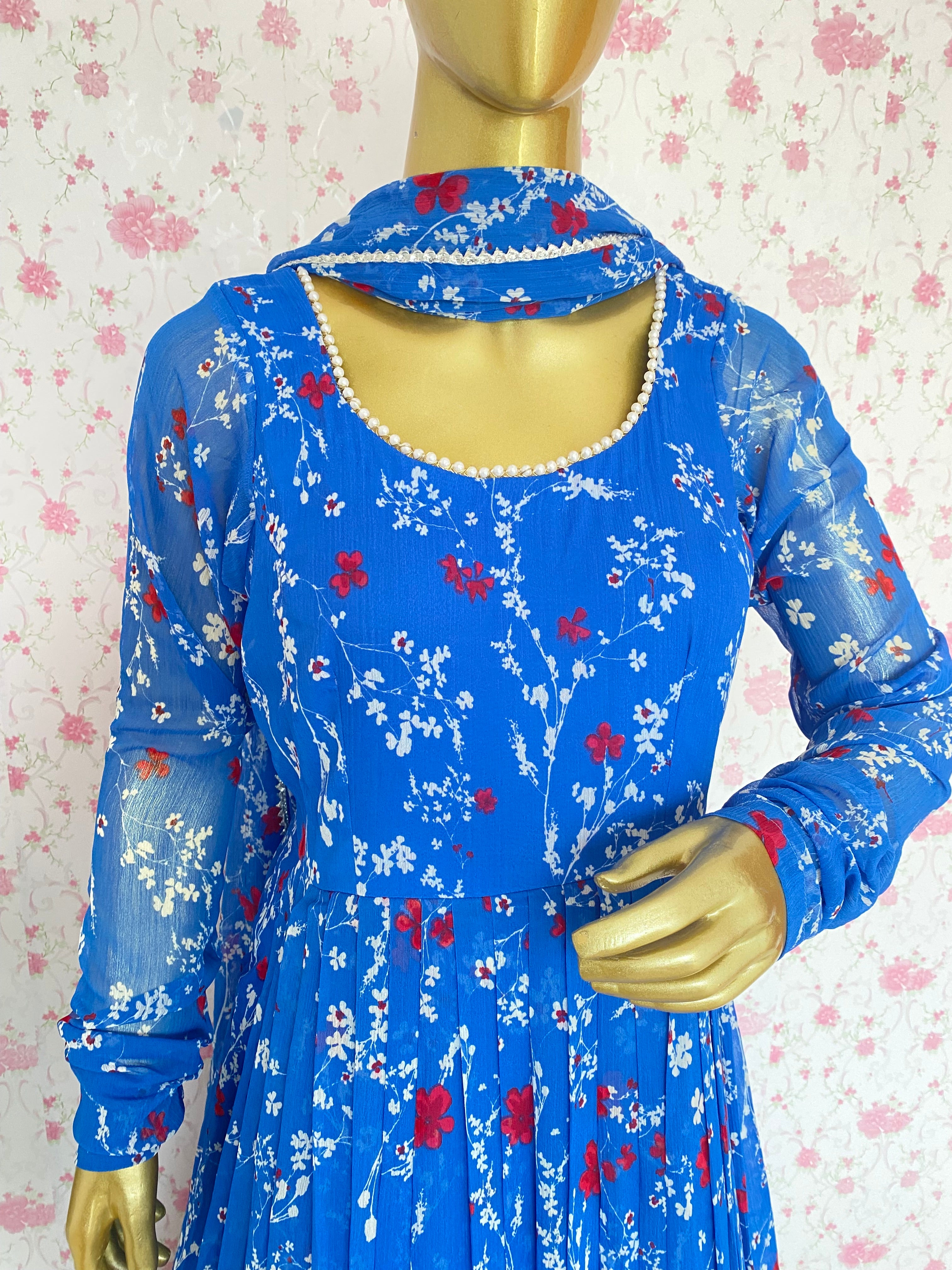 Blue printed party wear suit set - kasumi.in