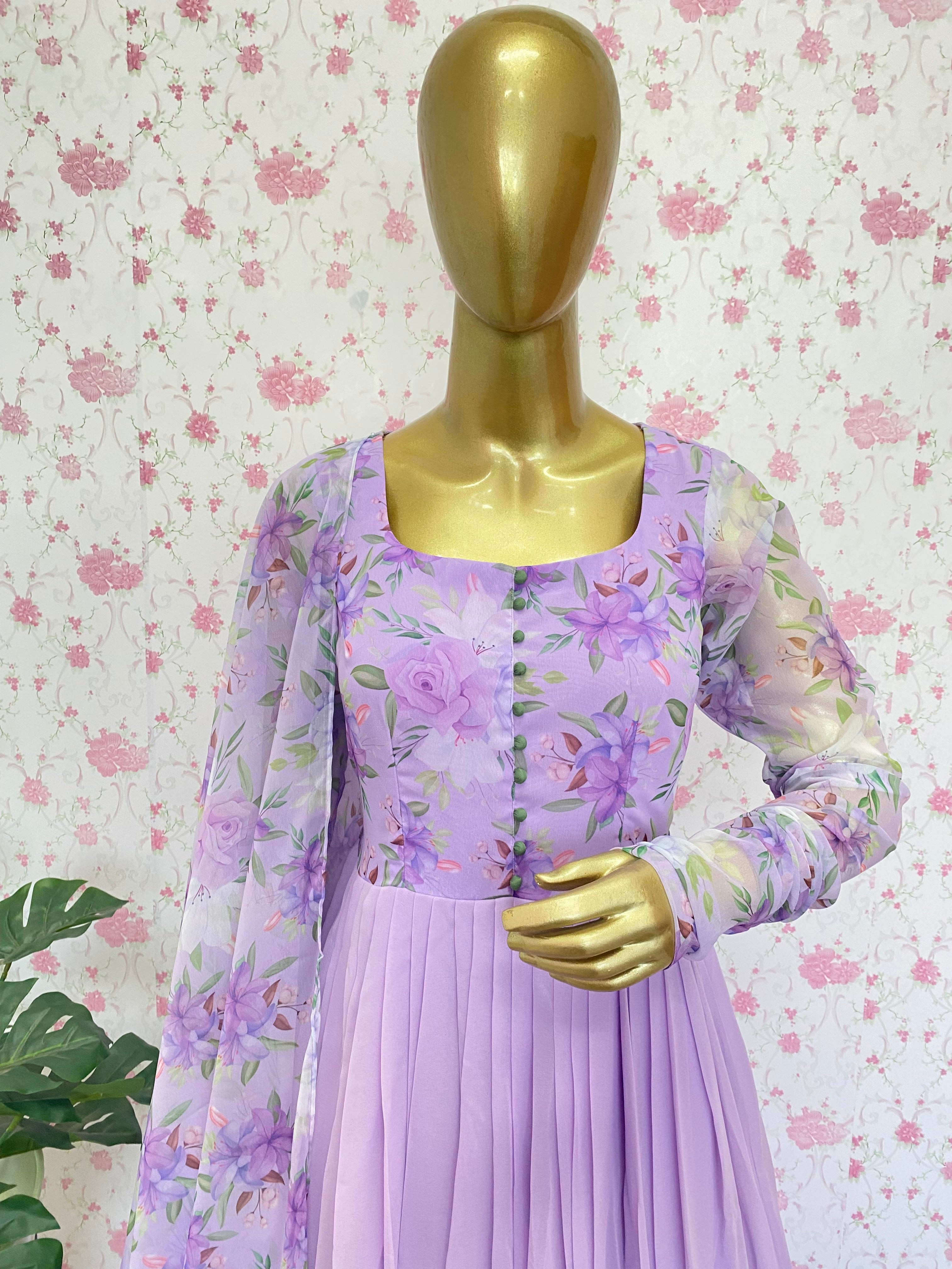 Printed lavender dress - kasumi.in