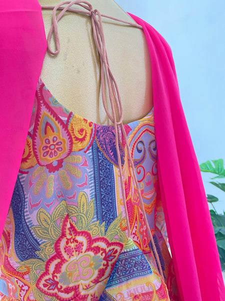 Multicolour party wear chiffon anarkali