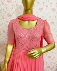 Peach georgette dress - kasumi.in